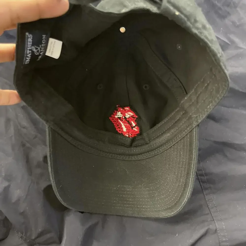 Smathers & Branson Hat Cap Men Black Needle Point Rolling Stones Hat‎ Cap H08